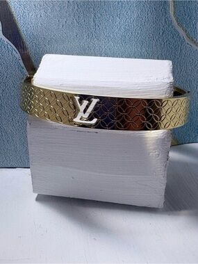 Designer Inspired Gold-Tone Monogram Bangle Bracelet NWOT